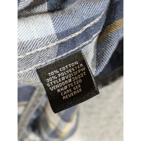 BKE Vintage Button Large shirt athletic fit long sleeve blue plaid pearl snap - Picture 3 of 7
